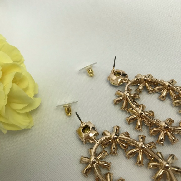Flower Gold-Tone Drop Earrings - Picture 8 of 15